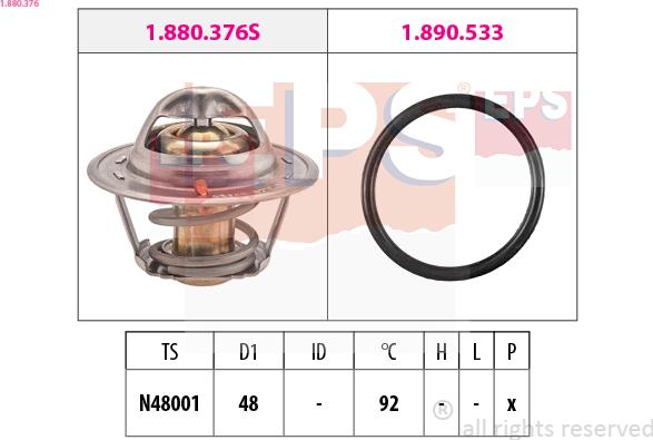 EPS 1.880.376 - Coolant thermostat / housing autospares.lv