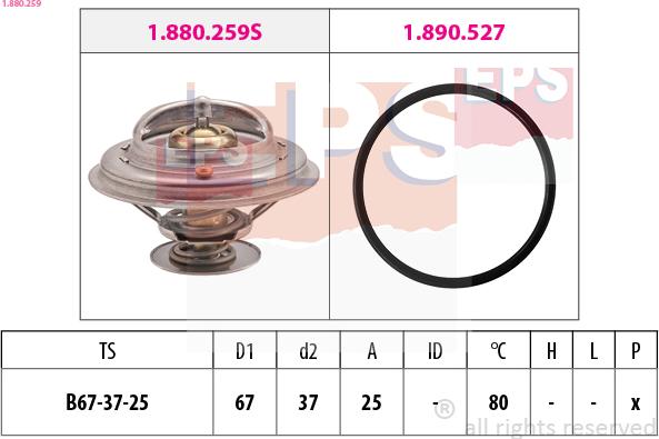 EPS 1.880.259 - Coolant thermostat / housing autospares.lv