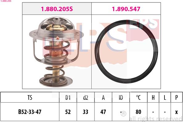 EPS 1.880.205 - Coolant thermostat / housing autospares.lv