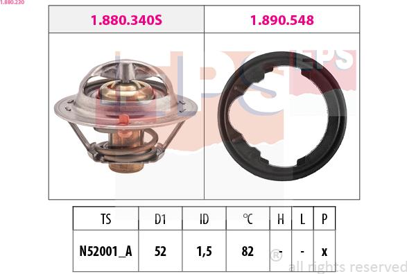 EPS 1.880.230 - Coolant thermostat / housing autospares.lv