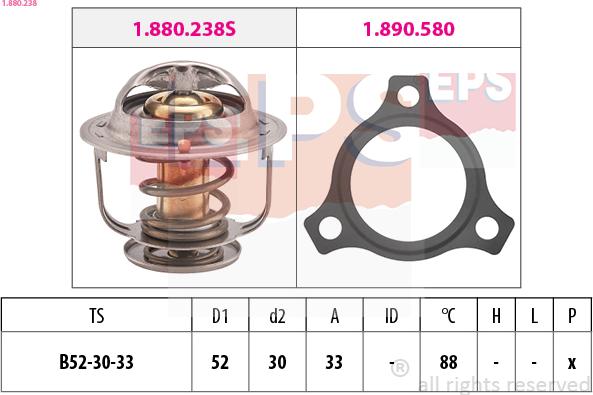 EPS 1.880.238 - Coolant thermostat / housing autospares.lv