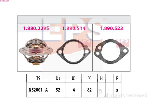 EPS 1.880.229 - Coolant thermostat / housing autospares.lv