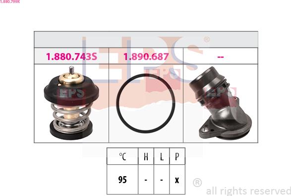 EPS 1.880.799K - Coolant thermostat / housing autospares.lv