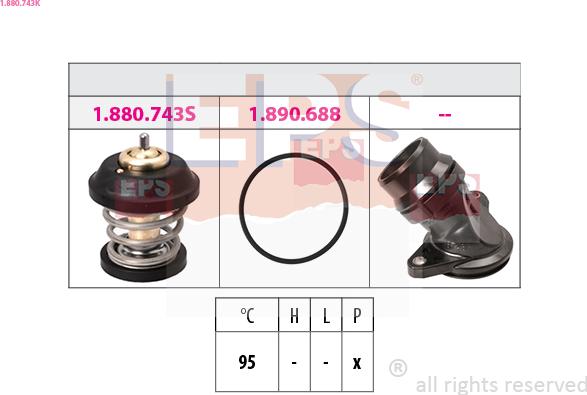 EPS 1.880.743K - Coolant thermostat / housing autospares.lv