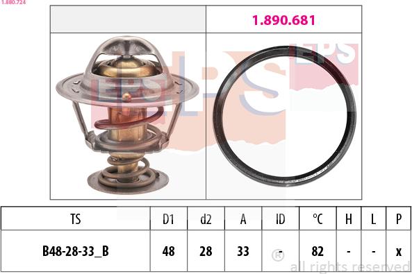 EPS 1.880.724 - Coolant thermostat / housing autospares.lv