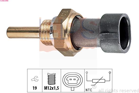 EPS 1.830.098 - Sensor, oil temperature autospares.lv