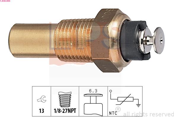 EPS 1.830.005 - Sensor, coolant temperature autospares.lv