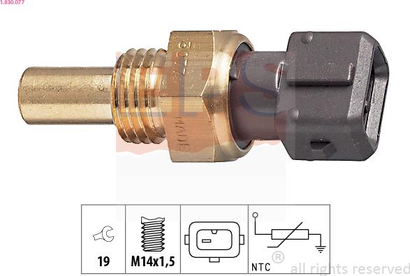 EPS 1.830.077 - Sensor, coolant temperature autospares.lv