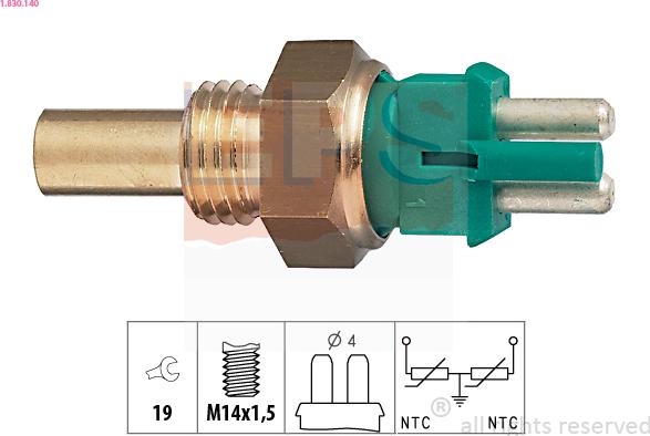 EPS 1.830.140 - Sensor, coolant temperature autospares.lv