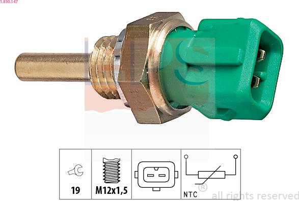 EPS 1.830.147 - Sensor, coolant temperature autospares.lv