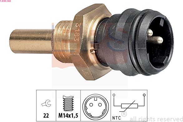 EPS 1.830.183 - Sensor, coolant temperature autospares.lv