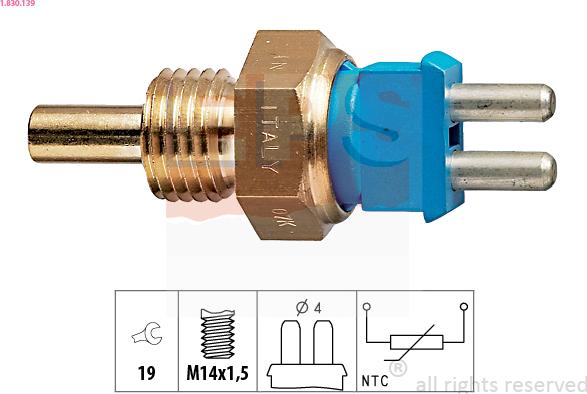 EPS 1.830.139 - Sensor, coolant temperature autospares.lv