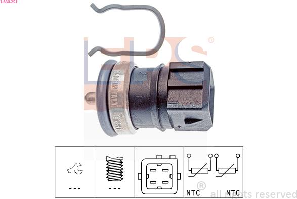 EPS 1.830.251 - Sensor, coolant temperature autospares.lv