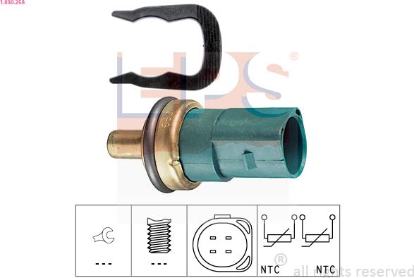 EPS 1.830.258 - Sensor, coolant temperature autospares.lv