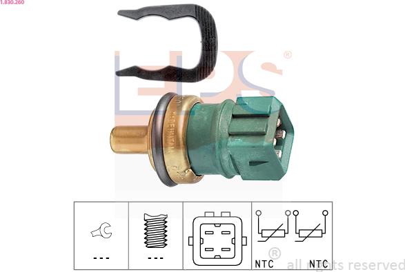 EPS 1.830.260 - Sensor, coolant temperature autospares.lv