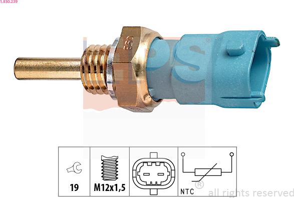 EPS 1.830.239 - Sensor, oil temperature autospares.lv