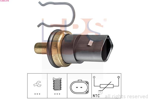 EPS 1.830.278 - Sensor, coolant temperature autospares.lv