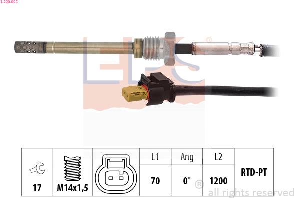 EPS 1.220.055 - Sensor, exhaust gas temperature autospares.lv
