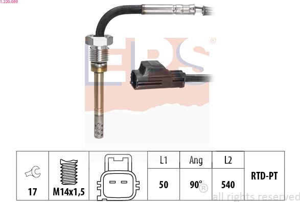 EPS 1.220.089 - Sensor, exhaust gas temperature autospares.lv