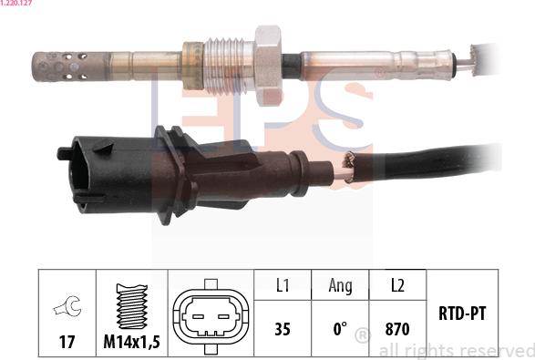 EPS 1.220.127 - Sensor, exhaust gas temperature autospares.lv