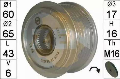 ERA 219196 - Pulley, alternator, freewheel clutch autospares.lv