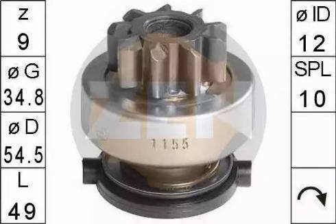 ERA 225534 - Pinion, bendix, starter autospares.lv