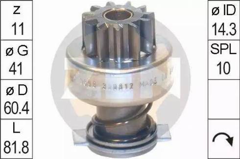 ERA 225729 - Pinion, bendix, starter autospares.lv