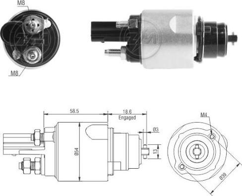 ERA ZM3498 - Solenoid Switch, starter autospares.lv