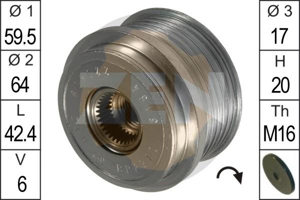 ERA ZN5454 - Pulley, alternator, freewheel clutch autospares.lv