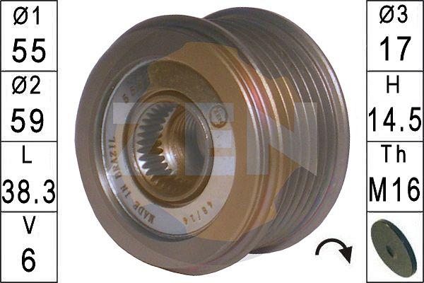 ERA ZN5593 - Pulley, alternator, freewheel clutch autospares.lv