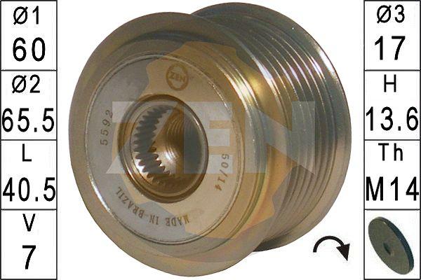 ERA ZN5592 - Pulley, alternator, freewheel clutch autospares.lv