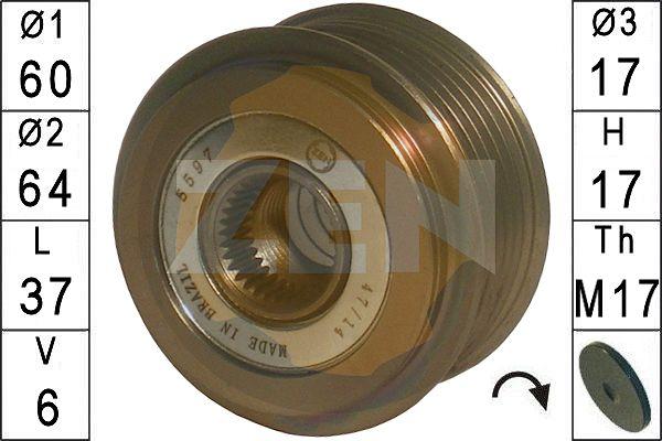 ERA ZN5597 - Pulley, alternator, freewheel clutch autospares.lv