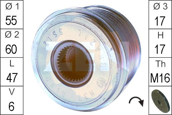 ERA ZN5512 - Pulley, alternator, freewheel clutch autospares.lv