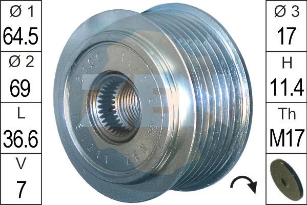 ERA ZN5522 - Pulley, alternator, freewheel clutch autospares.lv