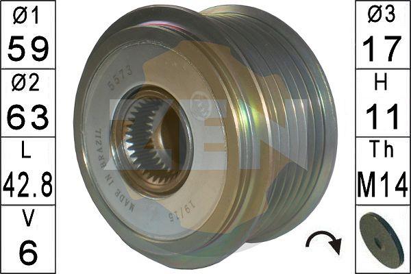 ERA ZN5573 - Pulley, alternator, freewheel clutch autospares.lv