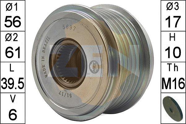 ERA ZN5697 - Pulley, alternator, freewheel clutch autospares.lv