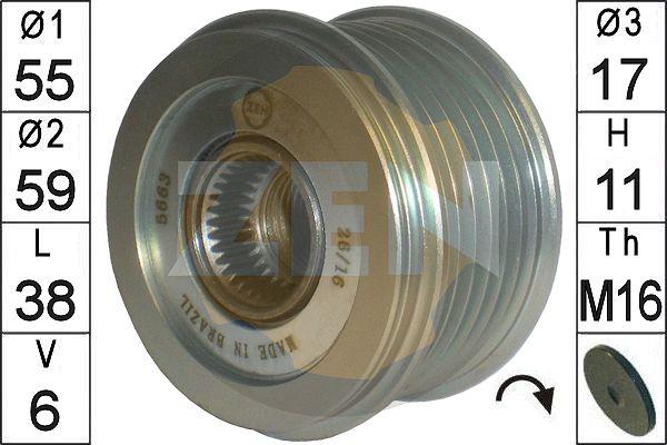 ERA ZN5663 - Pulley, alternator, freewheel clutch autospares.lv