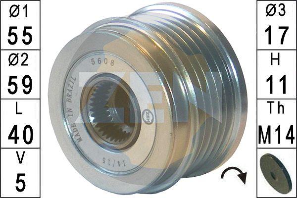 ERA ZN5608 - Pulley, alternator, freewheel clutch autospares.lv