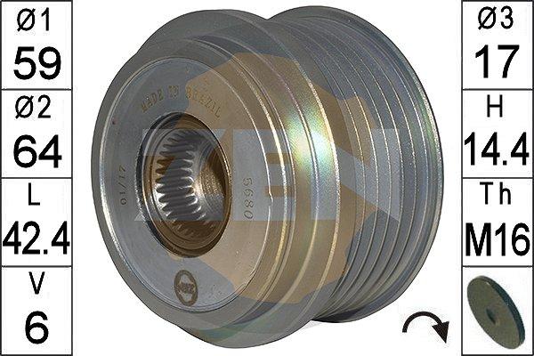 ERA ZN5680 - Pulley, alternator, freewheel clutch autospares.lv