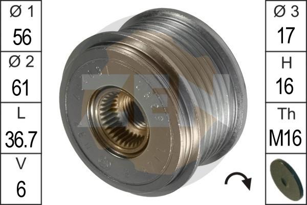 ERA ZN5392 - Pulley, alternator, freewheel clutch autospares.lv