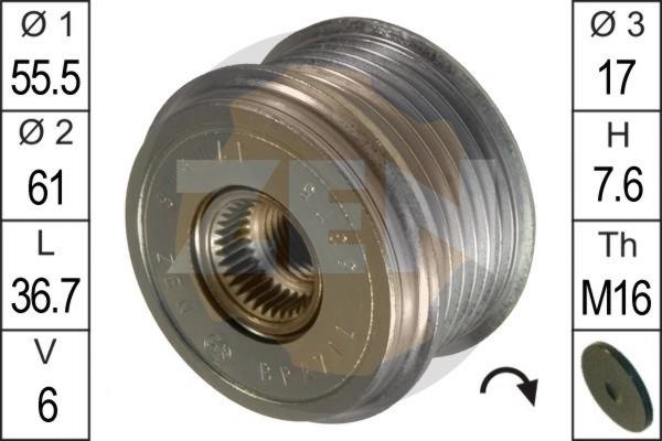 ERA ZN5375 - Pulley, alternator, freewheel clutch autospares.lv