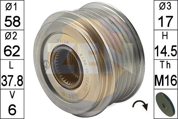 ERA ZN5716 - Pulley, alternator, freewheel clutch autospares.lv