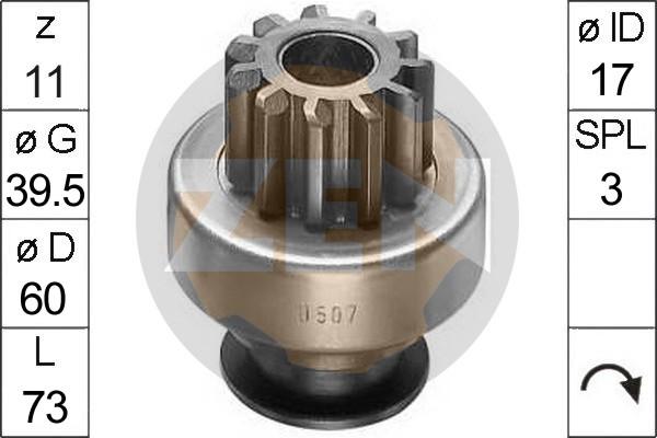 ERA ZN0507 - Pinion, bendix, starter autospares.lv