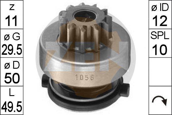 ERA ZN1058 - Pinion, bendix, starter autospares.lv