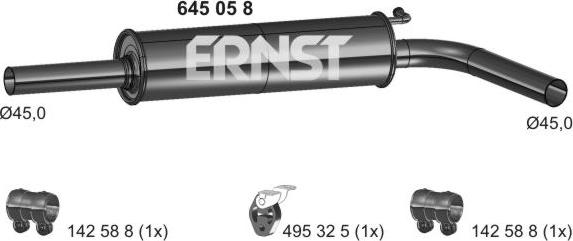 ERNST 645058 - Middle Silencer autospares.lv