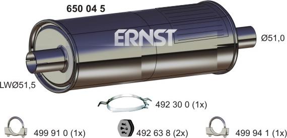 ERNST 650045 - End Silencer autospares.lv