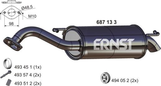 ERNST 687133 - End Silencer autospares.lv