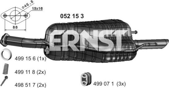 ERNST 052153 - End Silencer autospares.lv