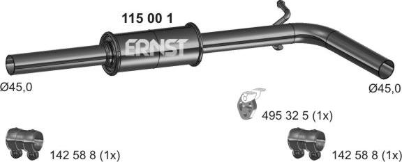 ERNST 115001 - Middle Silencer autospares.lv