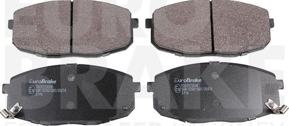 Eurobrake 5502223506 - Brake Pad Set, disc brake autospares.lv